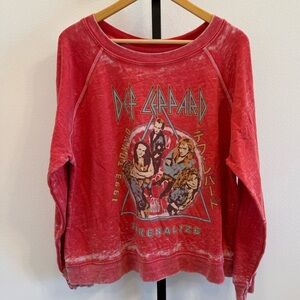 Recycled Karma Red Def Leppard Graphic Sweatshirt Casual Festival Concerts Bands